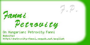 fanni petrovity business card